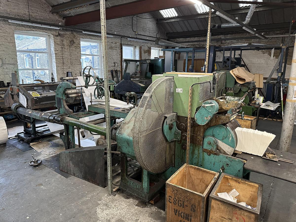 Used (visible in production) COBDEN CHADWICK No. 1 1/2  Flat & satchel paper bag making machine with 2 col. flexo