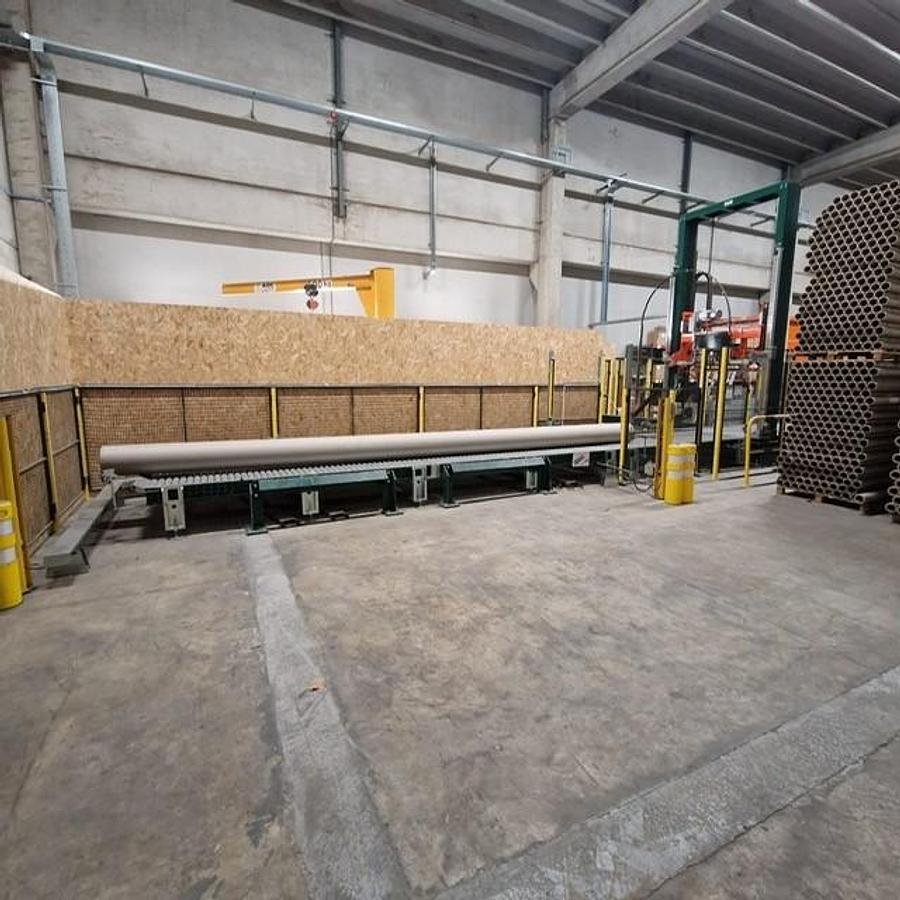 Used (assembled but no longer visible in production) 2019 Vertical strapping machine from OMS type 08RP with TR1400 strapping head