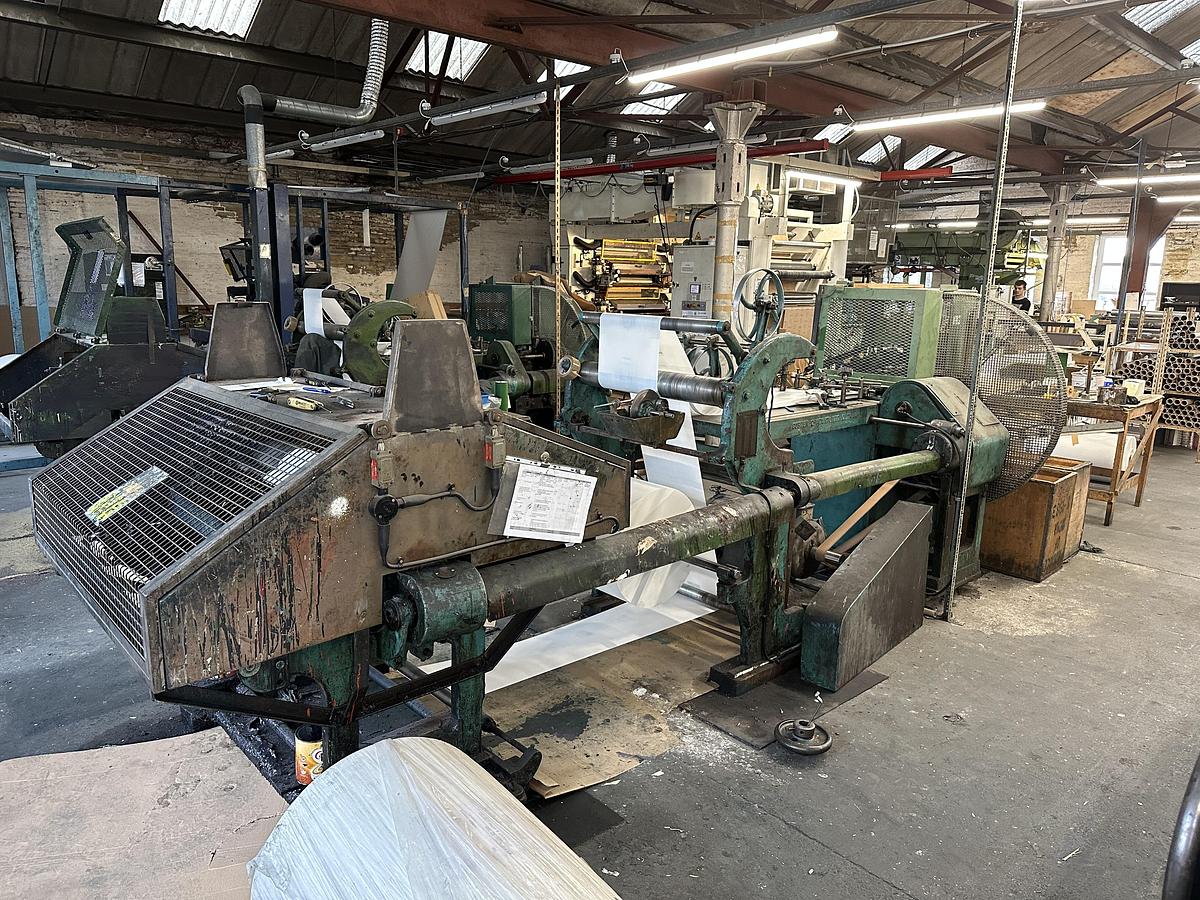 Used (visible in production) COBDEN CHADWICK No. 1 1/2  Flat & satchel paper bag making machine with 2 col. flexo