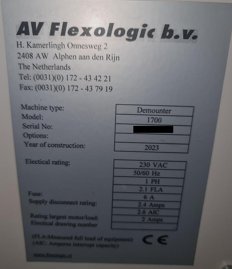Used 2023 AV FLEXOLOGIC Demounter 1700