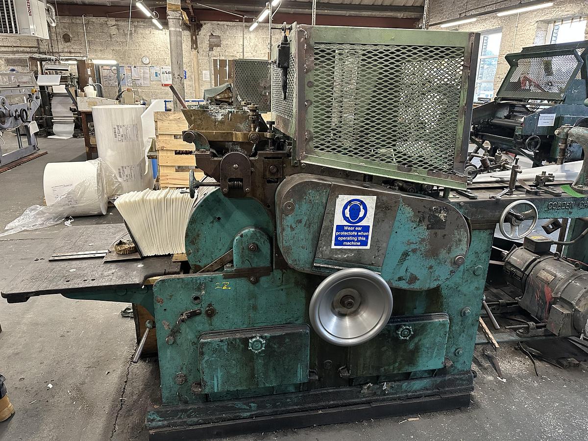 Used (visible in production) COBDEN CHADWICK No. 1 1/2  Flat & satchel paper bag making machine with 2 col. flexo