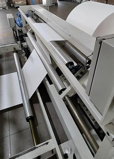 Used (visible in production) 2014 NEWLONG TS2746H + H607  -  Roll fed automatic square Bottom paper Bag Making Machine with in line twisted handle unit