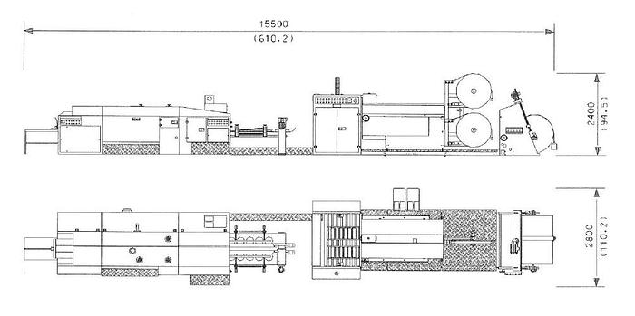 Used (visible in production) 1998 CURIONI SUN MASTER 540 - square bottom paper bag making machine with twisted handles unit
