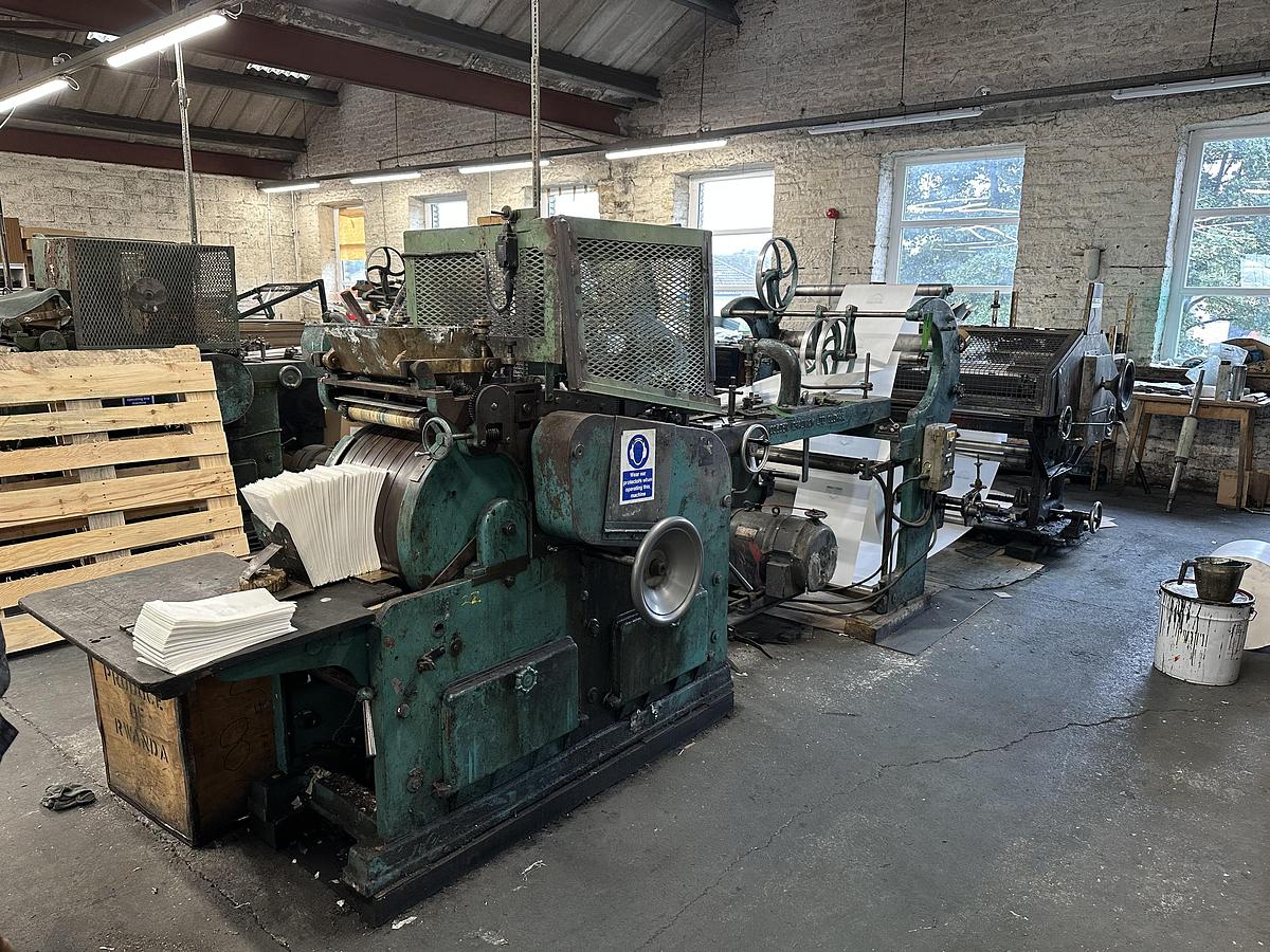 Used (visible in production) COBDEN CHADWICK No. 1 1/2  Flat & satchel paper bag making machine with 2 col. flexo