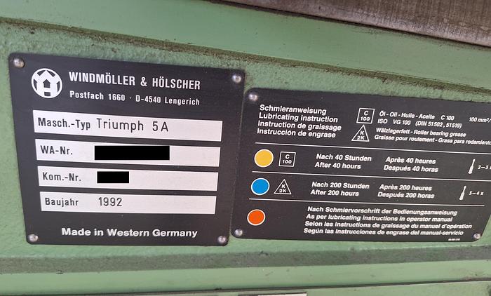 Used 1992  W&H TRIUMPH 5A  square bottom paper bag making machine (with flat handle unit)