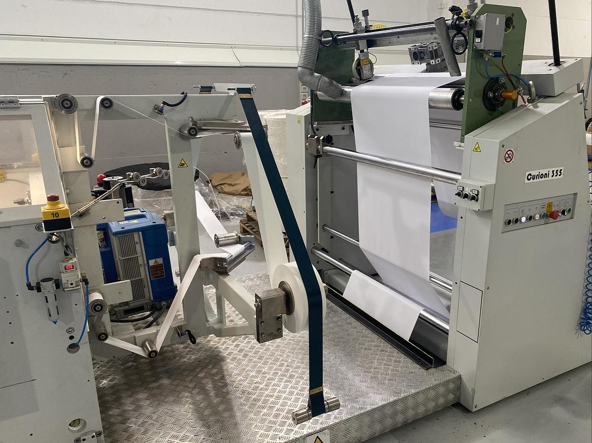 Used (visible in production) 2019 CURIONI SUN MASTER 355 - square bottom paper bag making machine with twisted handles unit