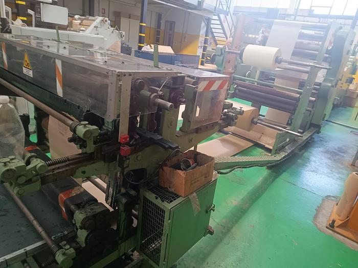 Used (visible in production) W&H TRIUMPH 3 with in-line 3 col. flexo | Square bottom paper bag making machine (1/2 plies bags)