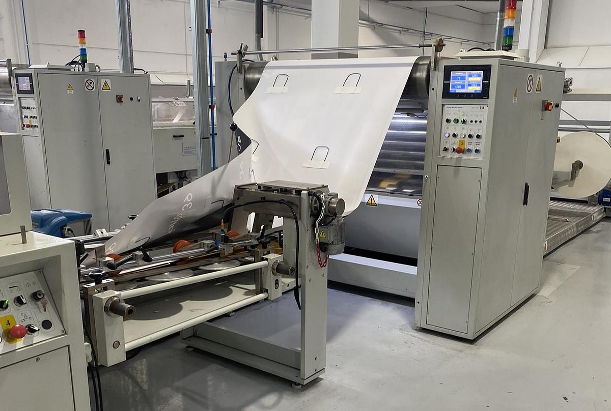 Used (visible in production) 2018 CURIONI SUN MASTER 540 - square bottom paper bag making machine with twisted handles unit
