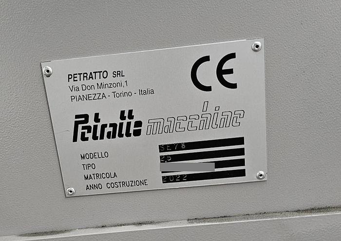 Used (visible in production) 2022 PETRATTO METRO SE 78 folding/gluing machine model  for premium e-commerce paper envelopes, with double adhesive strip