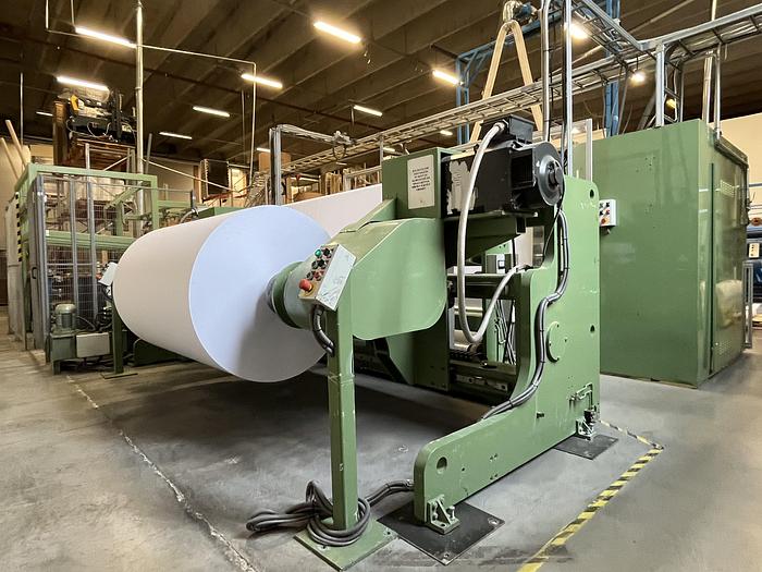 Used (visible in production) 2000 Dusenbery Europe Ltd. slitter rewinder mod. 375