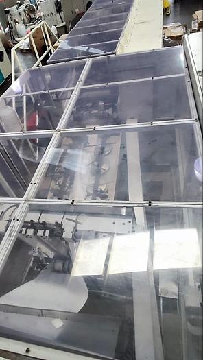 Used (visible in production) 2014 NEWLONG TS2746H + H607  -  Roll fed automatic square Bottom paper Bag Making Machine with in line twisted handle unit