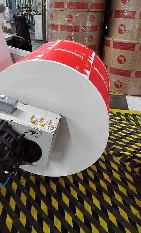 Used (visible in production) 2013 HOLWEG WEBER 5XF - Roll fed square bottom paper bag malking machine with TWISTED handles unit