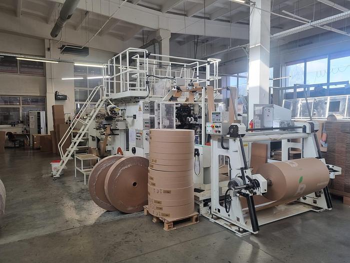 Used 2022 NEWLONG 1546CTS + 536HS - Roll fed square Bottom paper bag Making Machine with FLAT handles unit