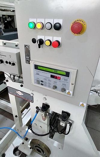 Used (visible in production) 2014 NEWLONG TS2746H + H607  -  Roll fed automatic square Bottom paper Bag Making Machine with in line twisted handle unit