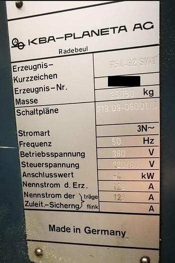 Used 1992 KBA PLANETA P54-82 SW1 - 700 X 1000 5 colours (or 4+1)