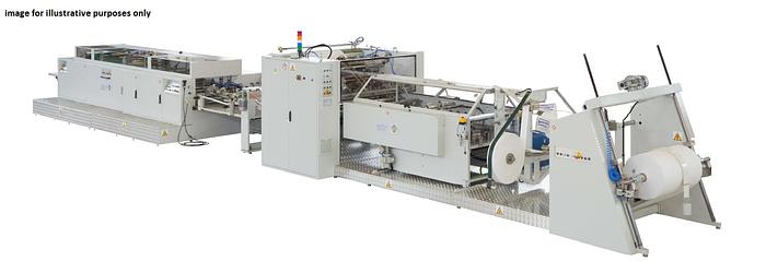 Used (visible in production) 2018 CURIONI SUN MASTER 540 - square bottom paper bag making machine with twisted handles unit