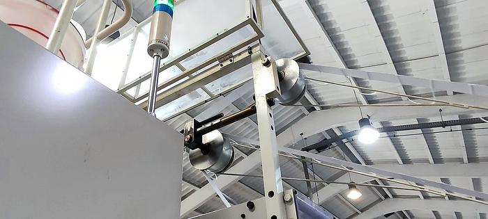 Used (visible in production) 2014 NEWLONG TS2746H + H607  -  Roll fed automatic square Bottom paper Bag Making Machine with in line twisted handle unit