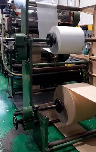 Used (visible in production) W&H TRIUMPH 3 with in-line 3 col. flexo | Square bottom paper bag making machine