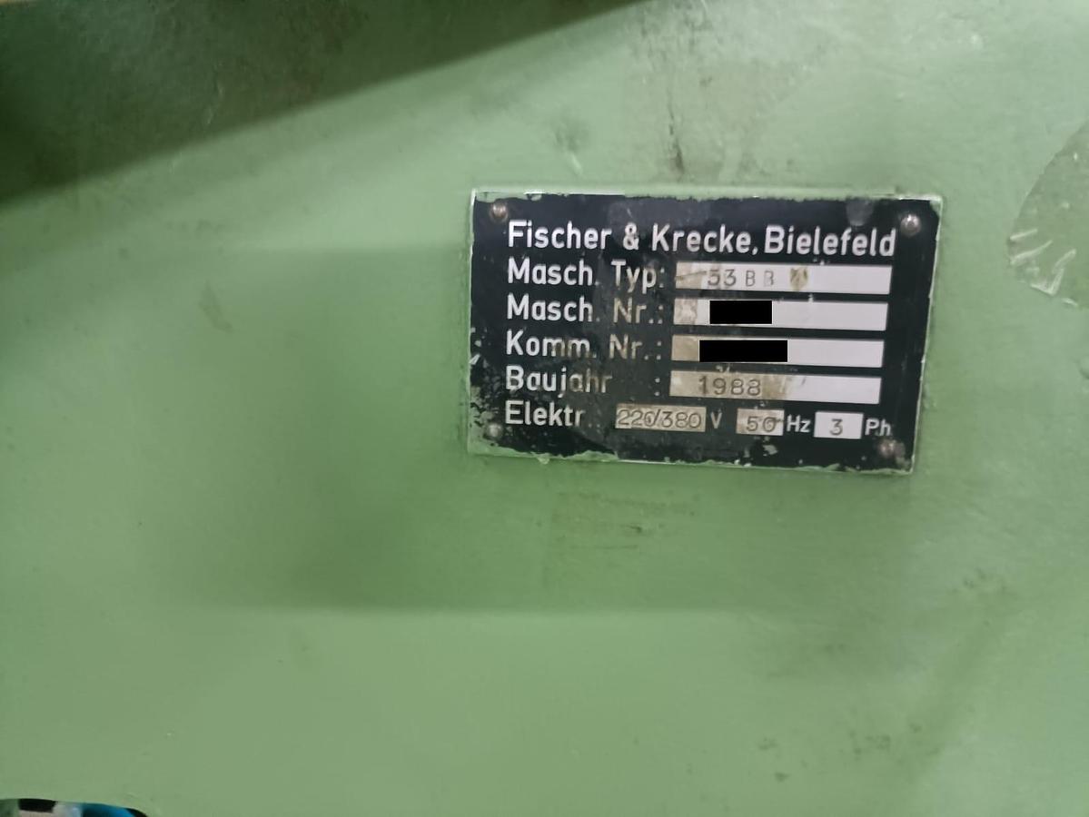 Used 1988 FISCHER &KRECKE 53BB /43CT (2plies) | Square bottom paper bag making machine with Flat handle unit