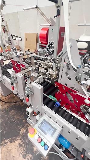 Used (visible in production) 2022 PETRATTO METRO SE 78 folding/gluing machine model  for premium e-commerce paper envelopes, with double adhesive strip