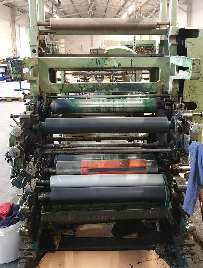 Used (visible in production) Fischer and Kecke Maxima 31 + WH QMS 992  flexo printer ( Flat & Satchel bag machine )