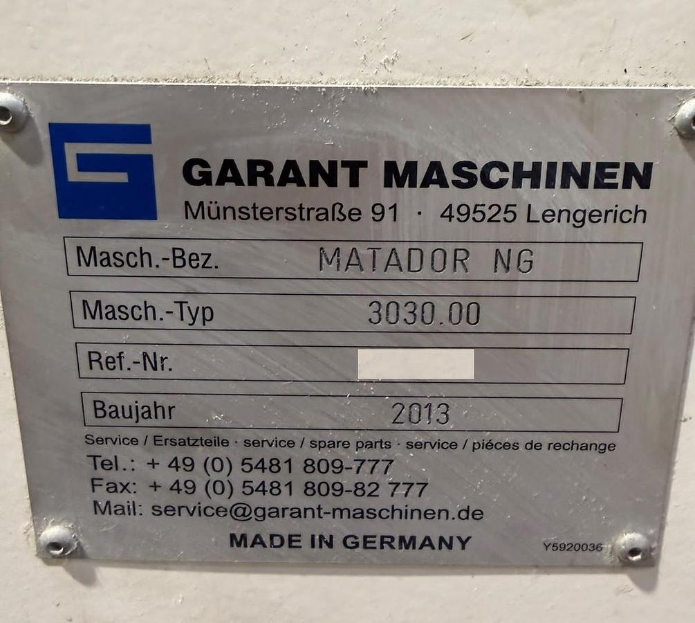 Used (visible in production) 2013 Garant Maschinen Matador NG/SERVO