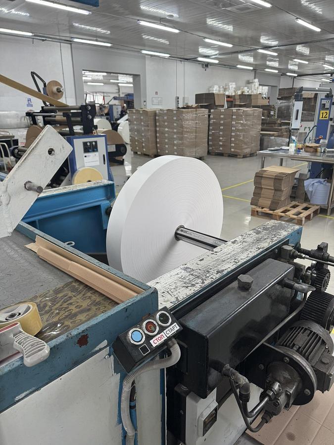 Used (visible in production) W&H MATADOR 26 with in-line flexo printer | Flat and gusseted paper bag making machine