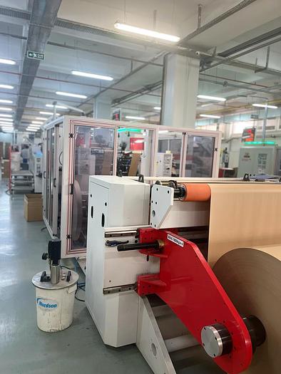 Used (visible in production) 2021 SOMTAS TC-18-46 - SERVO - Reel fed square bottom paper bag making machine with in line flat handles unit