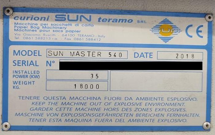 Used (visible in production) 2018 CURIONI SUN MASTER 540