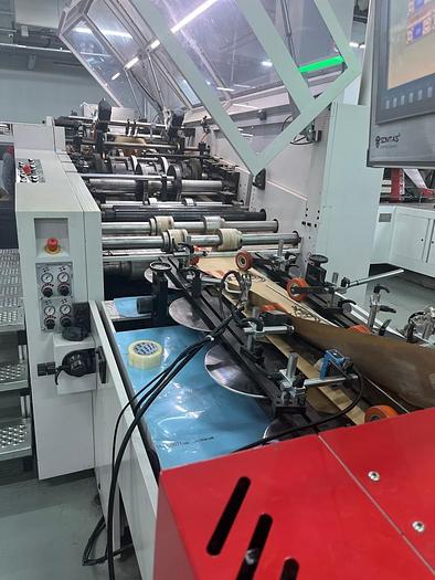 Used (visible in production) 2021 SOMTAS TC-18-46 - SERVO - Reel fed square bottom paper bag making machine with in line flat handles unit