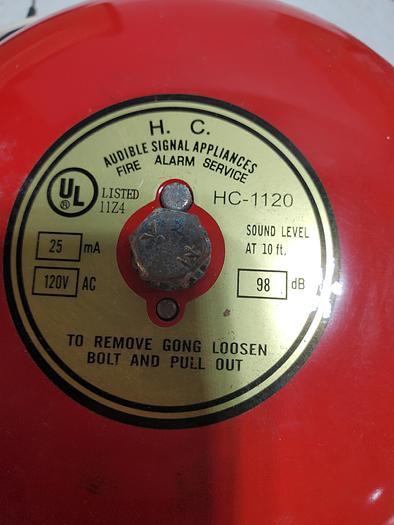 ARGCO 6" Red Fire Alarm Bell HC-1120 NOS w/ Box & Papers (K2)