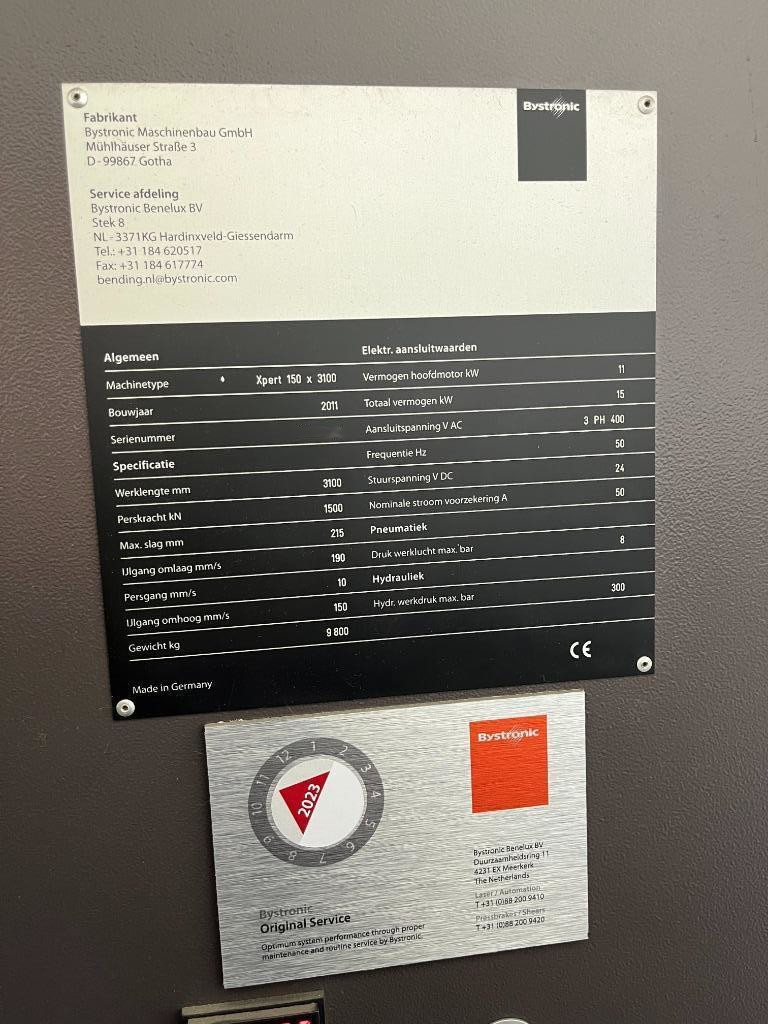 Used Bystronic Xpert 150 x 3100 I Press Brake I 2011