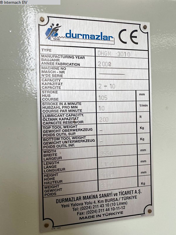 Gebruikt Durma DHGM 3010 - Guillotine - 2002