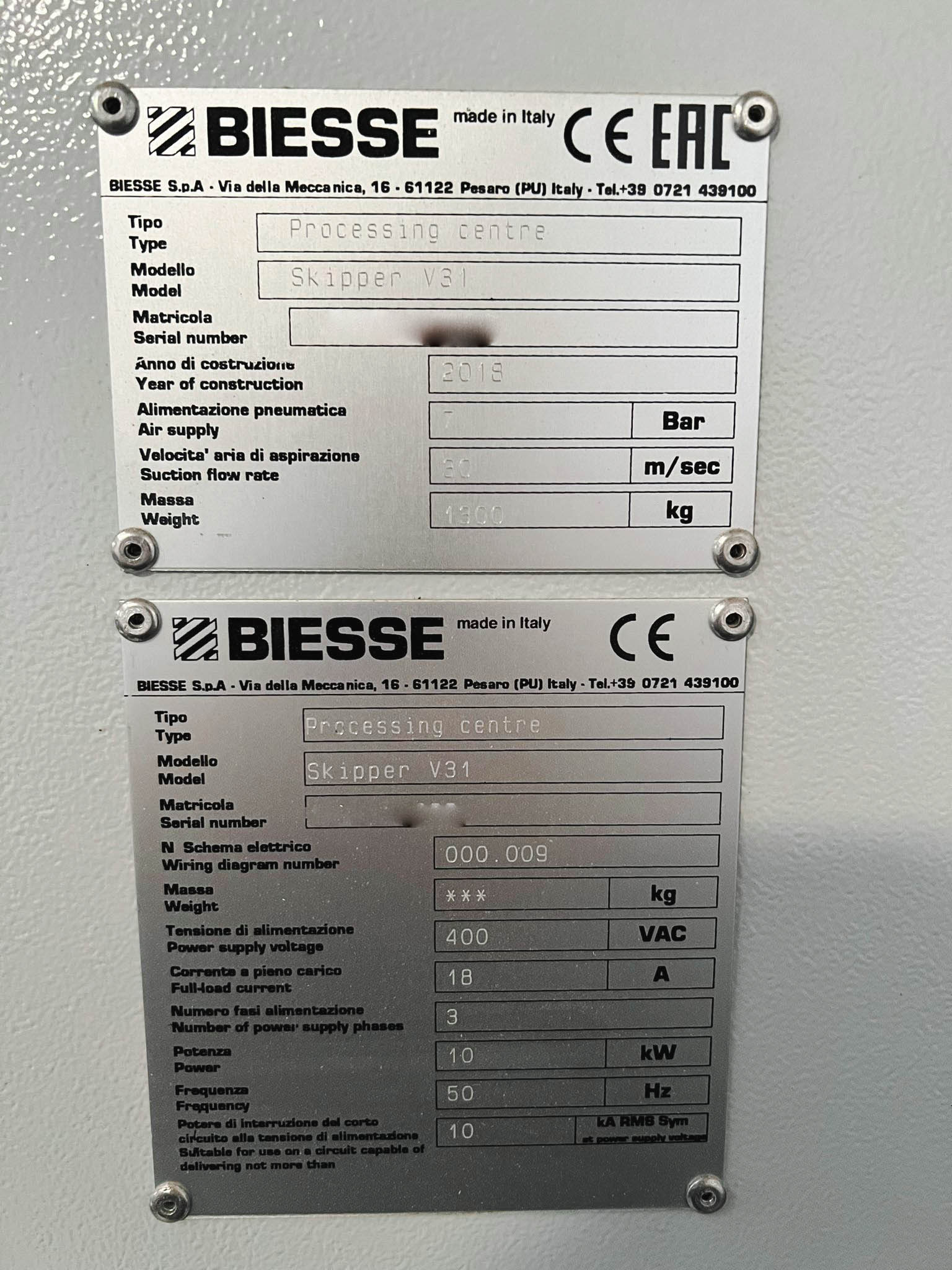 Used Biesse Skipper V 31 - CNC Machining Center - 2018