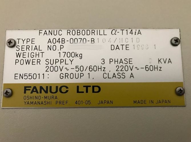 Used Fanuc Robodrill Alpha T14iA I Vertical Machining Center I 1998
