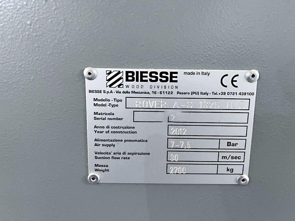 Used Biesse Rover A-S 1325 - CNC Machining Center - 2012