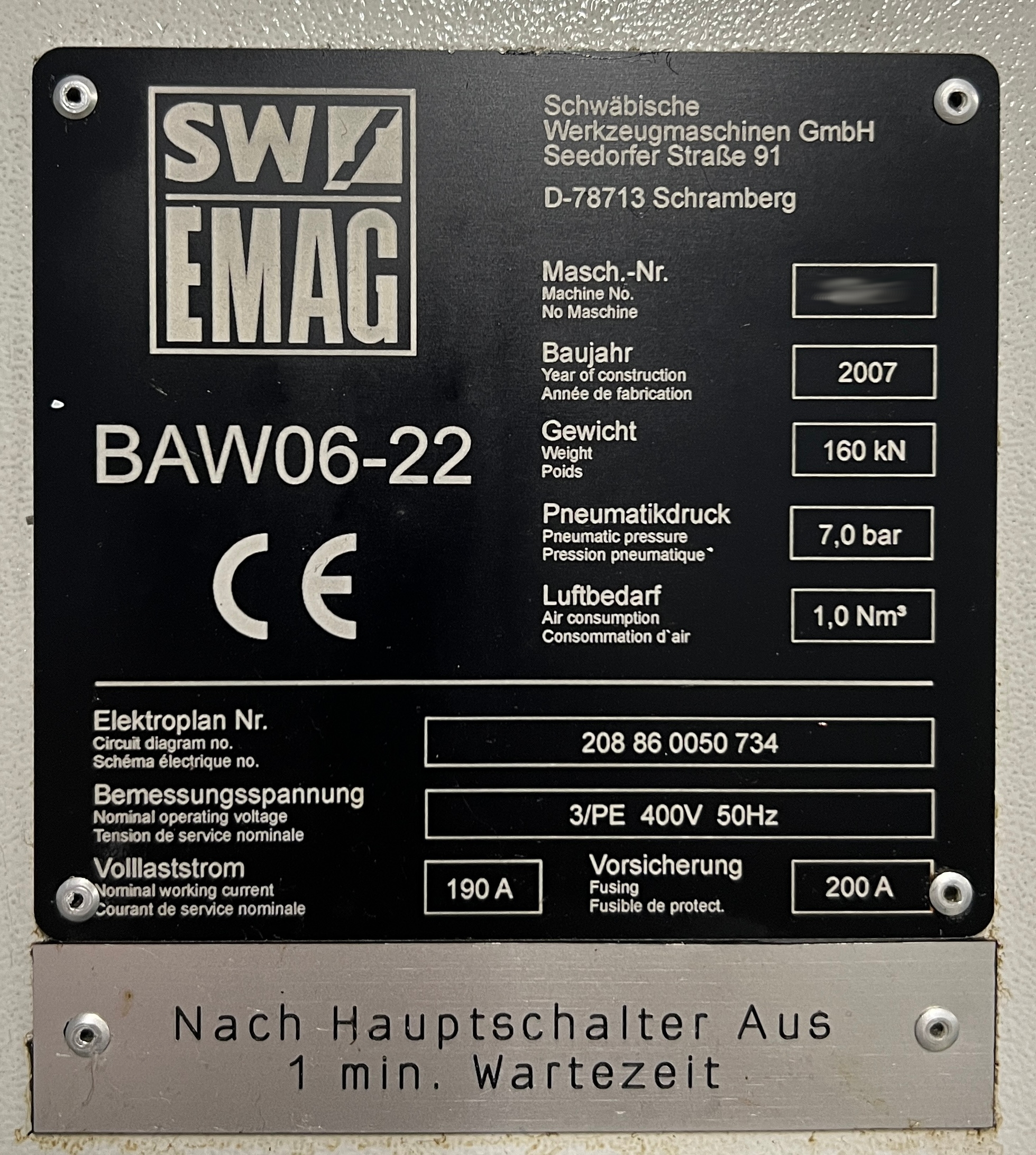 Used SW EMAG BAW06 I Vertical Machining Center