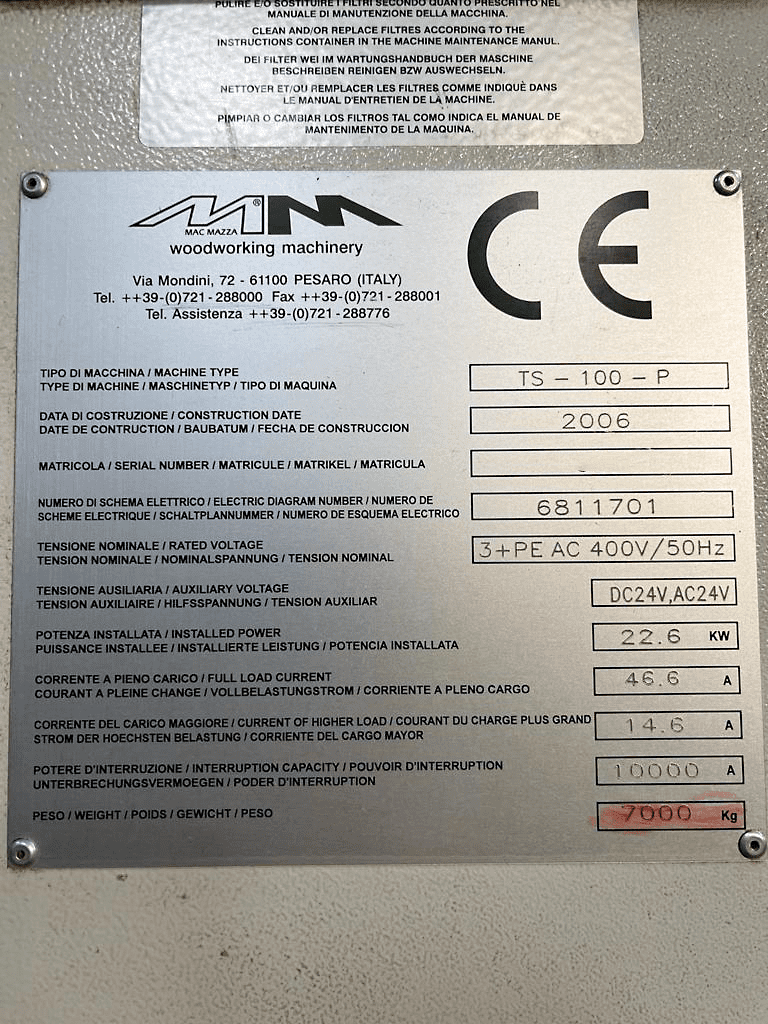 Usado Macmazza TS 100 P - Sierra de panel - 2006