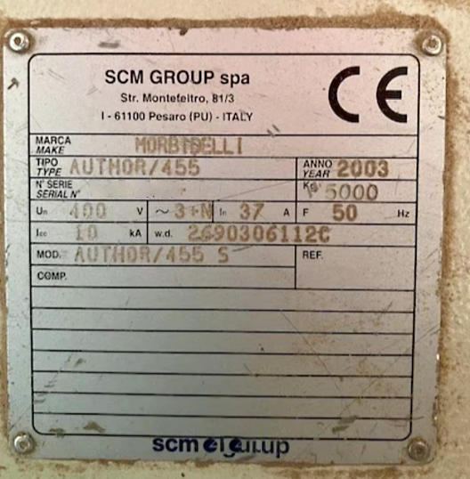 Used Morbidelli Author 455 S - CNC Machining Center - 2003