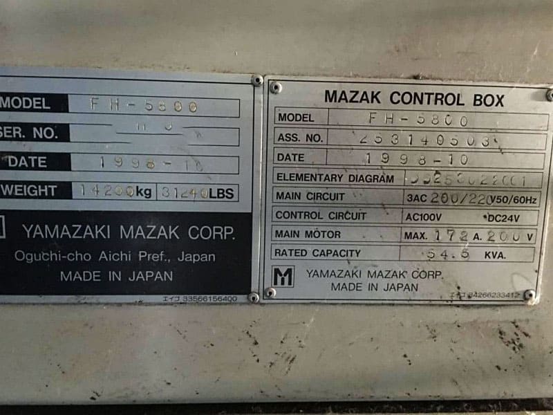 Gebruikt Mazak FH 5800 - CNC Horizontale Machine - 1998