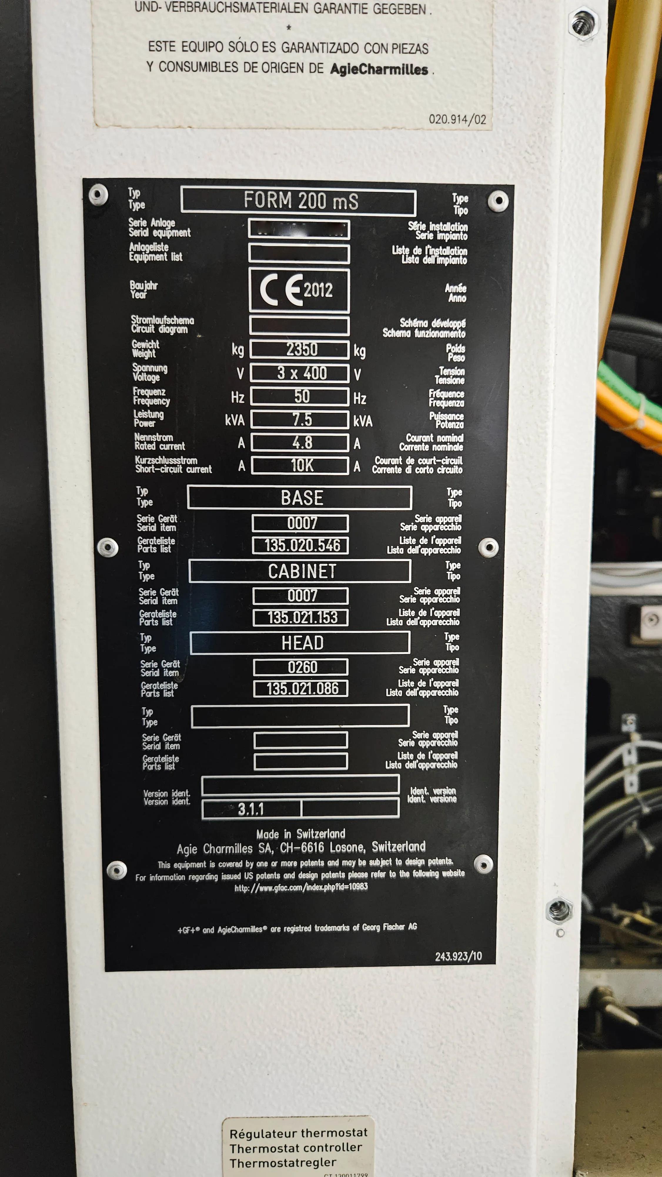Gebruikt Agie Charmilles Formulier 200 mS I Die Sinking EDM I 2012