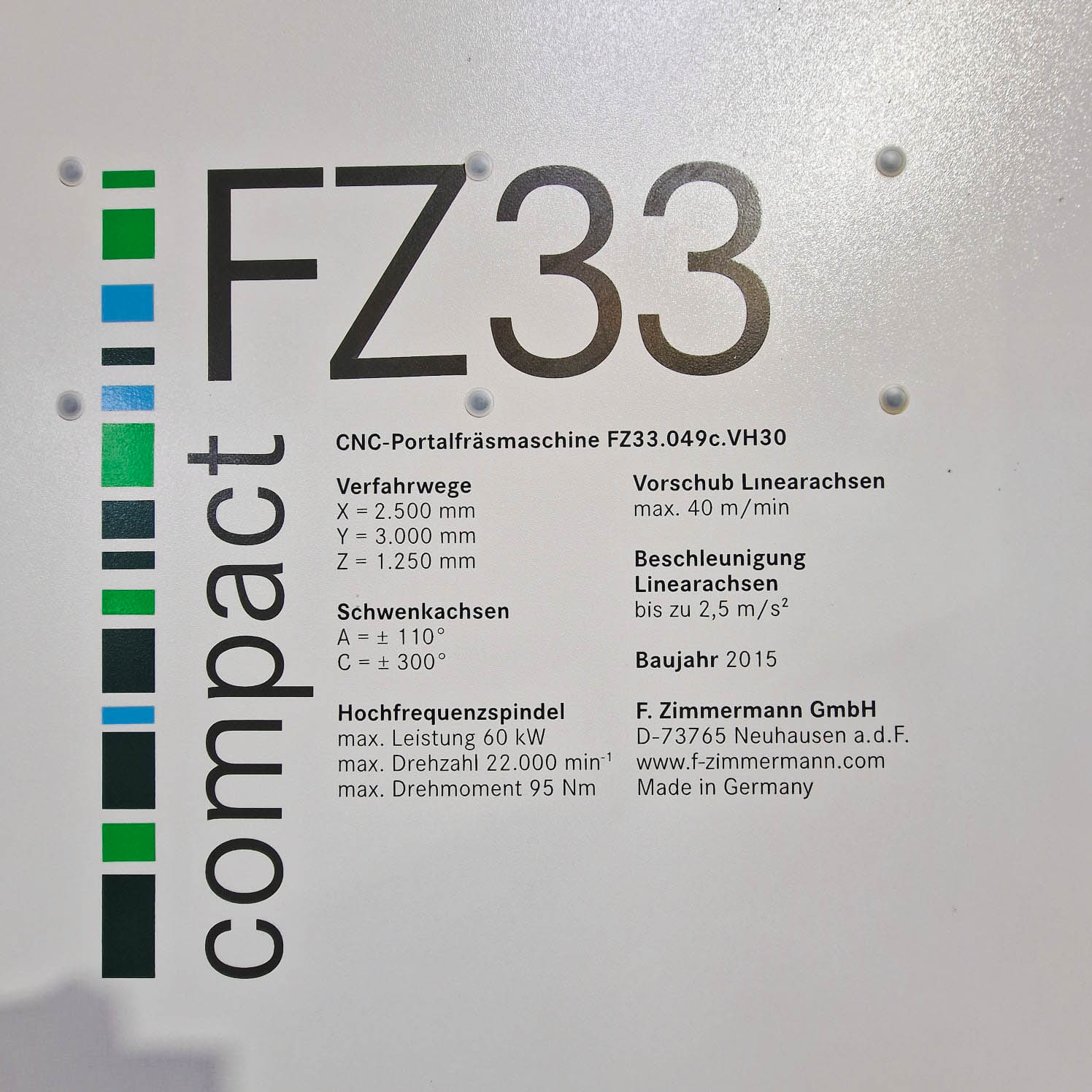 Used Zimmermann FZ33c - CNC Gantry Type Plano Mill - 2015