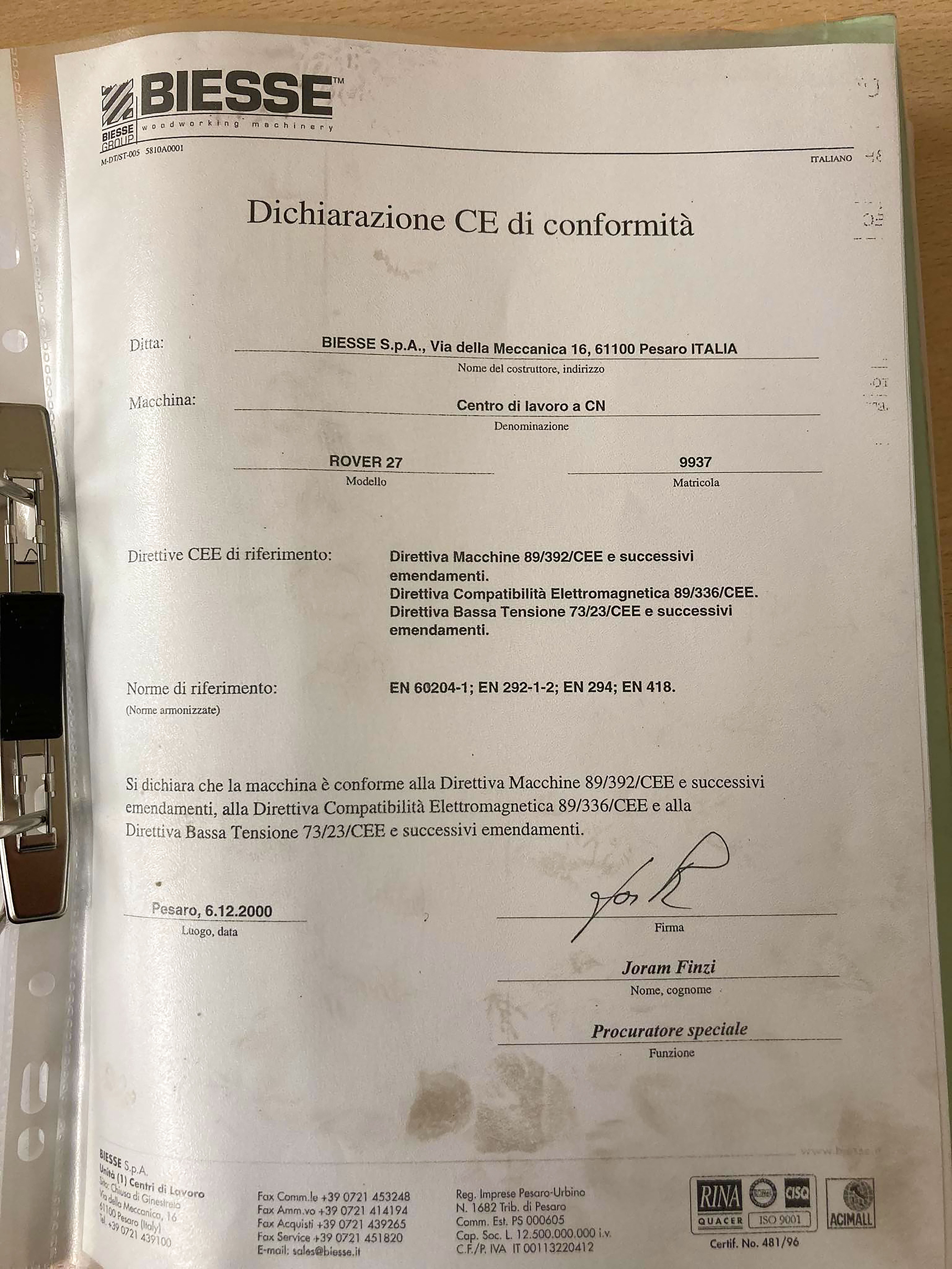 Usado Biesse Rover 27 - Centro de mecanizado CNC - 2001