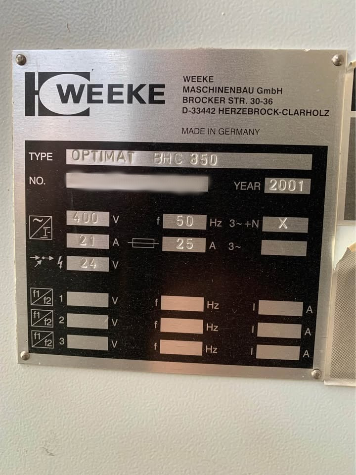 Used Weeke Optimat BHC 350 I CNC Machining centers I 2001