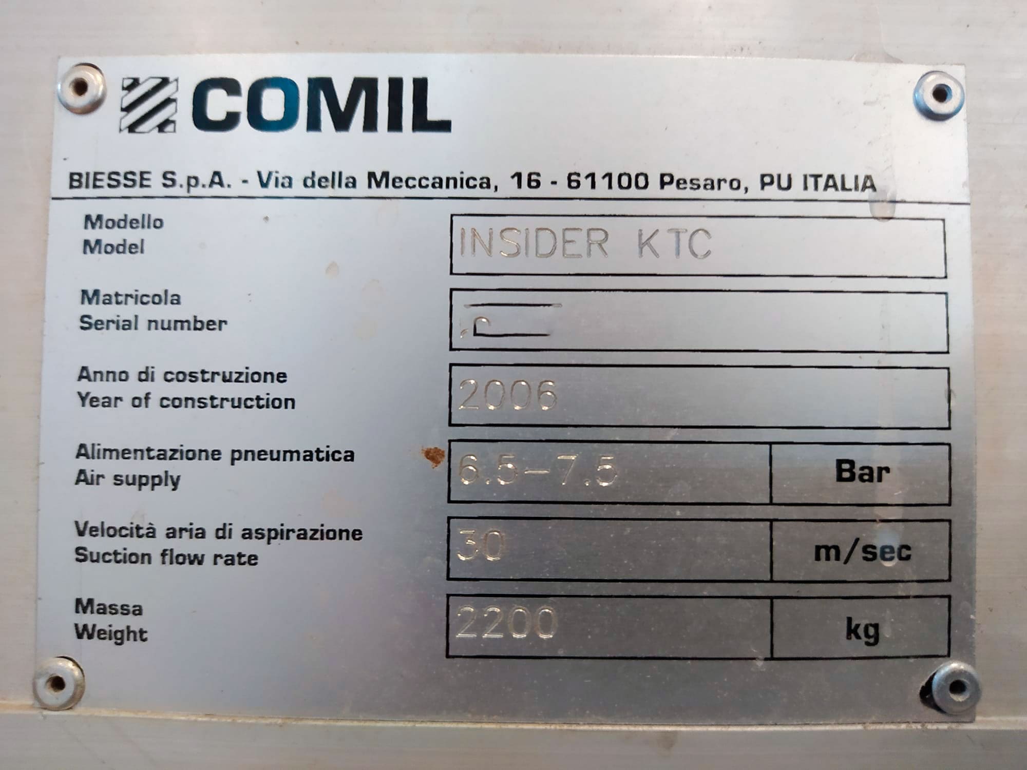 Usado Biesse Comil Insider KT2 - Centros de mecanizado CNC - 2002
