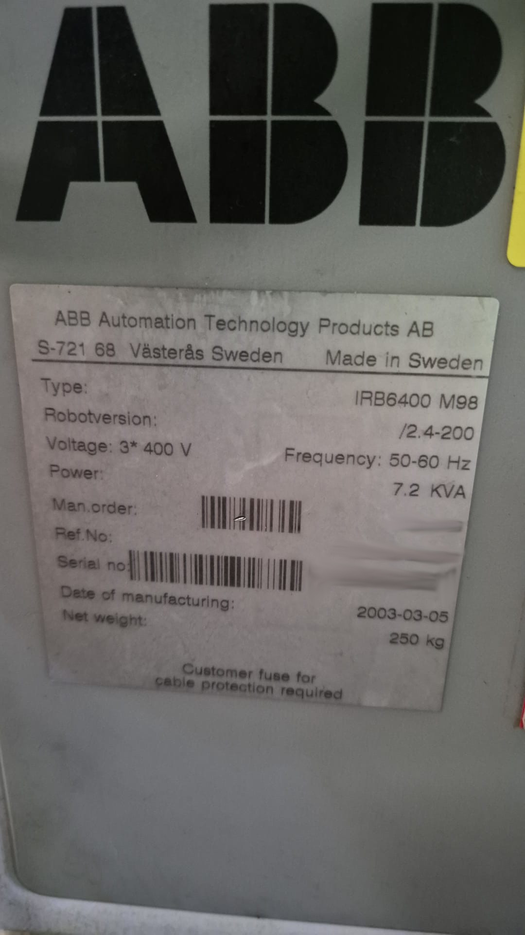 Used ABB IRB 6400 M98 I Robots I 3 Units