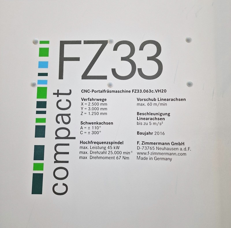 Used Zimmermann FZ33c - CNC Gantry Type Plano Mill - 2016