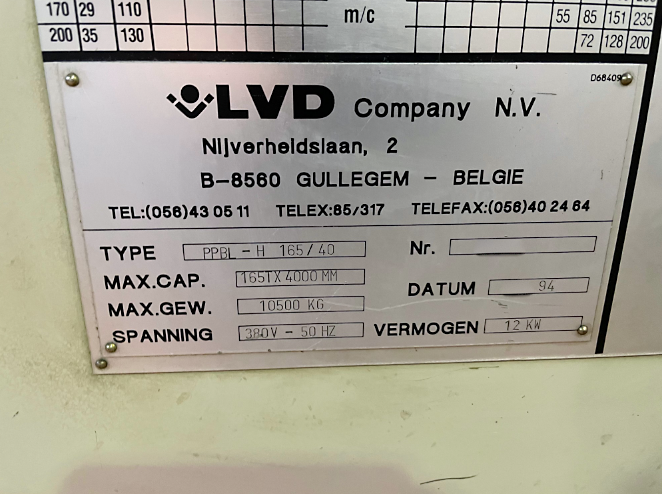 Gebruikt LVD PPBL-H 165/40 - Hydraulische persrem - 1994