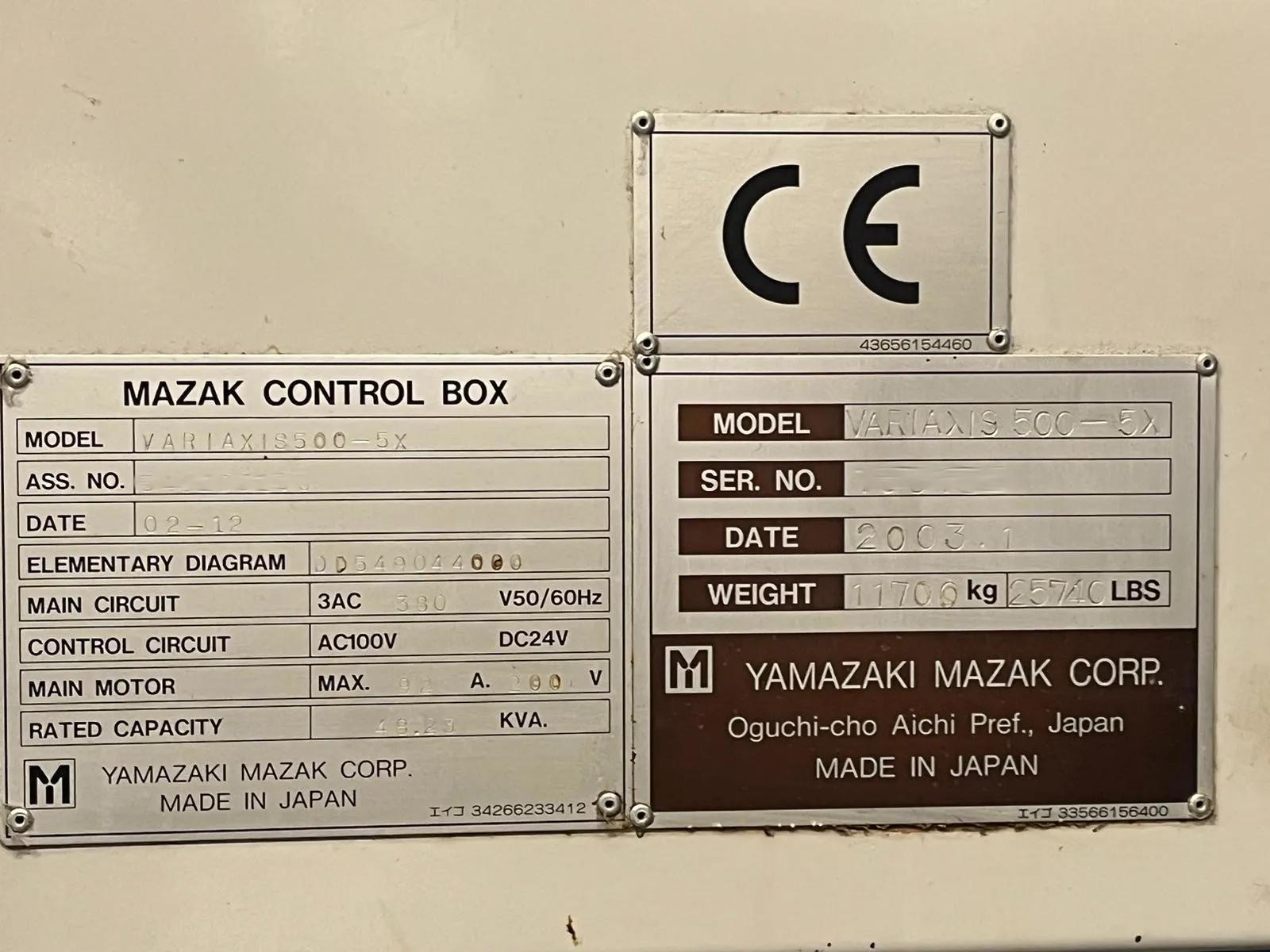 Usado Centro de mecanizado vertical Mazak Variaxis 500-5X I 2003