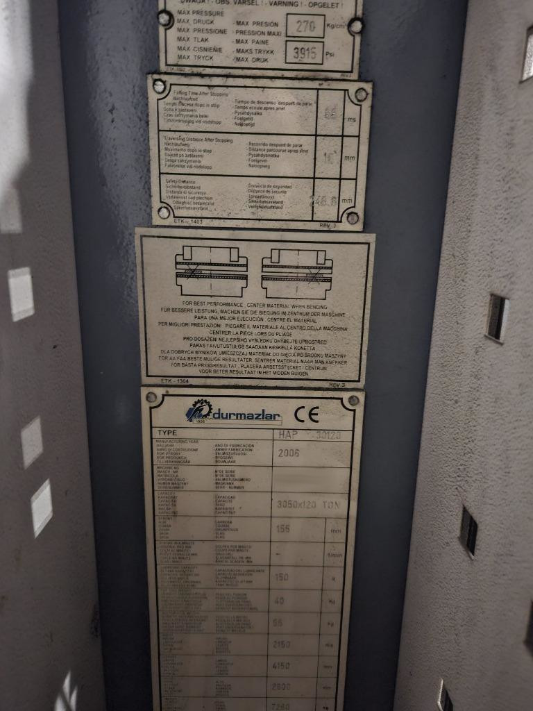 Used Durma HAP 30/120 I Press Brake I 2006